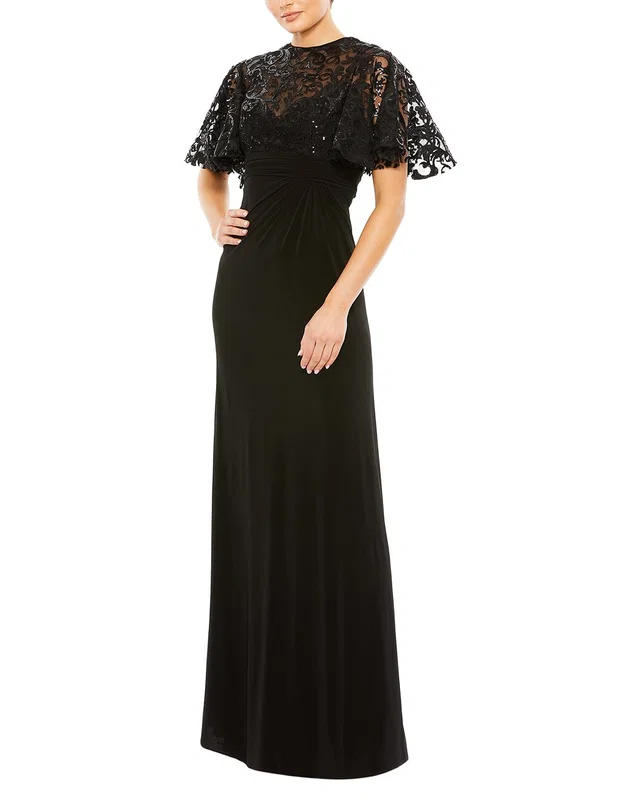 Mac Duggal Embellished Butterfly Sleeve Gown, image 1 of 1 from Rue La La