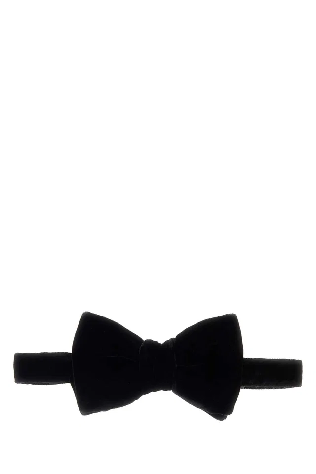 Tom Ford Fluid Bow Tie — Black Fabric: Viscose Cupro Ties in Black Velvet from HEWI