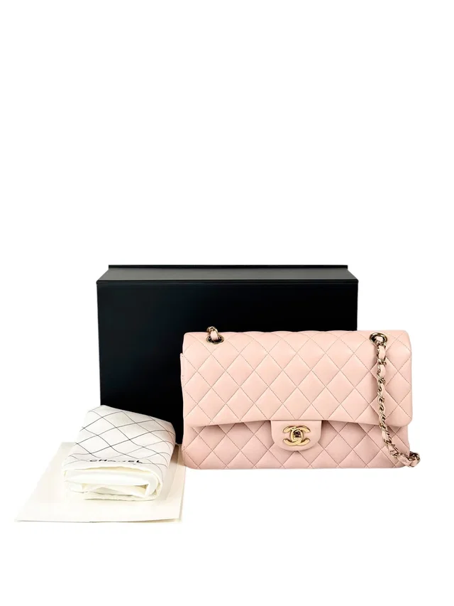 Chanel Classic Flap Medium Light Pink GHW Bag in Pink from Luxury Promise