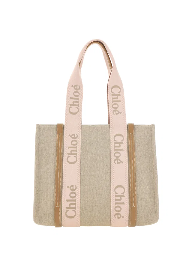 Chloé Linen With Leather Trim Shoulder Bag — Beige in Beige Leather from HEWI