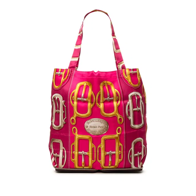Pink Hermès Bouclerie D Attelage Silky Pop Tote in Pink Silk from Designer Revival
