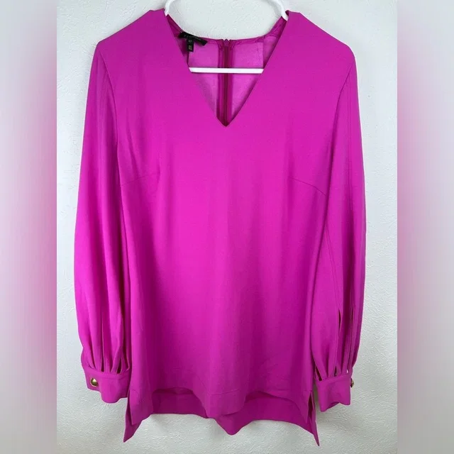 Escada V-Neck Tunic Blouse Size 40 (Us 10) in pink Denim from Poshmark