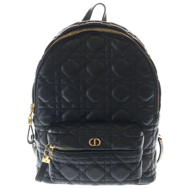 Dior Cannage Backpack Black Leather Gold in Black Leather from The Reluxe