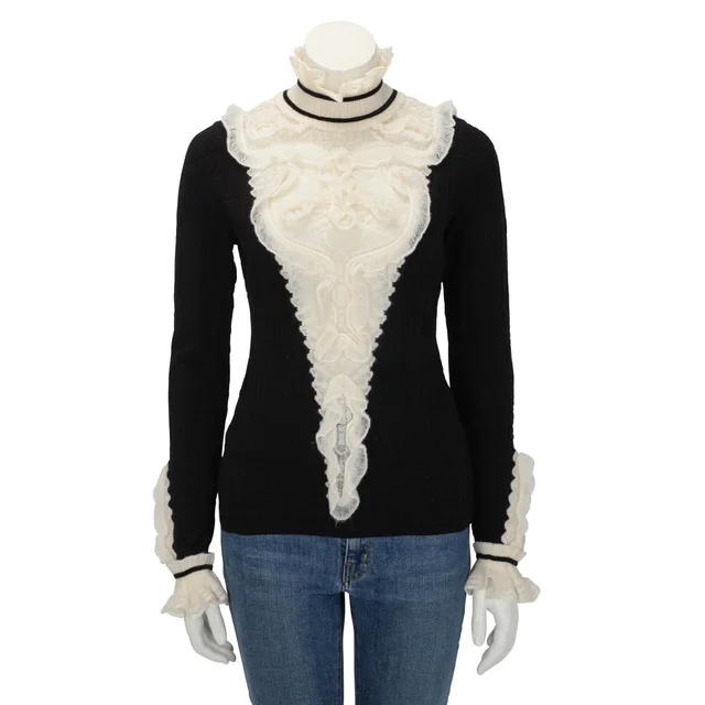 Chanel Blend Paris to Salzberg Sweater FR 40 in Black & White Wool from Blue Spinach