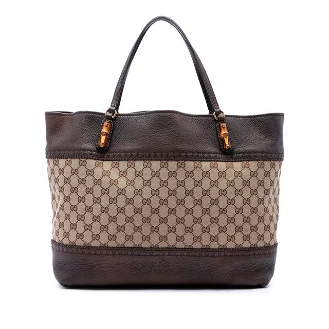 Beige Gucci Large GG Canvas Laidback Crafty Tote in Beige Canvas from Designer Revival