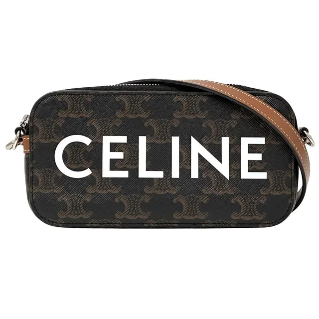 Celine Triomphe Shoulder Bag Horizontal Pouch Brown in Brown Coated canvas from The Reluxe