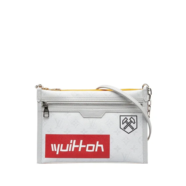 Gray Louis Vuitton Monogram Antartica Double Flat Messenger Crossbody Bag in Grey Coated canvas from Designer Revival