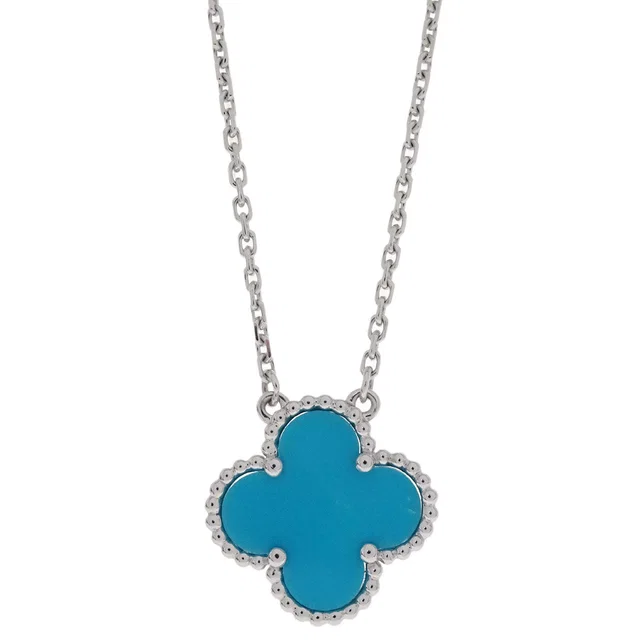 Van Cleef & Arpels Vintage Alhambra Pendant G750 Turquoise Jewelry in Blue from AMORE Vintage Tokyo