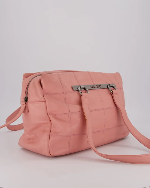 Chanel Pink Medium Square Lax East West Chocolate Bar Bowling Shoulder Bag in Brown Leather from Sellier, photo 2 of 2