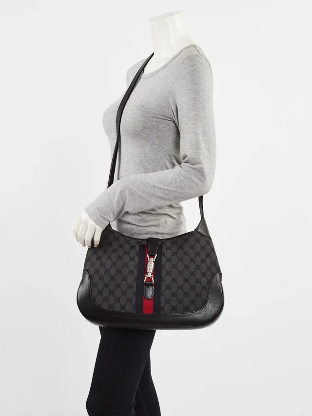 Balenciaga x Gucci Grey/Black Canvas/Leather The Hacker Project 1961 Medium Jackie Bag in Black Canvas from Yoogis, photo 2 of 11