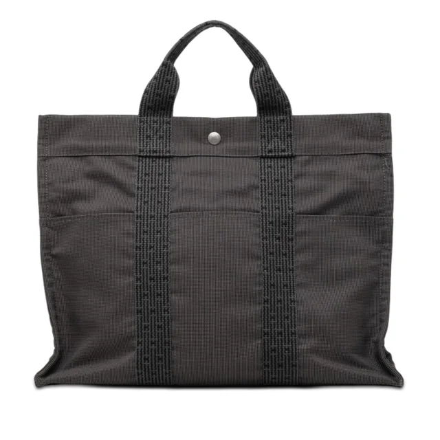 Gray Hermès Canvas Herline MM Tote Bag in Grey Canvas from Designer Revival