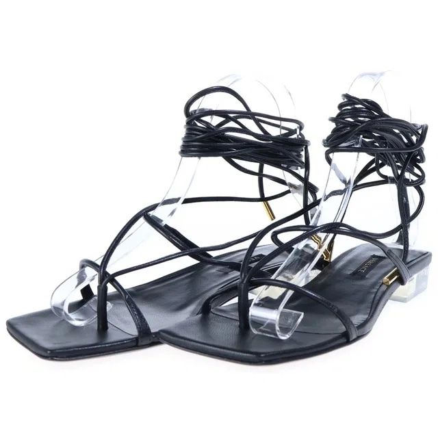 Versace Lace-up Sandals Leather Black in Black Leather from The Reluxe