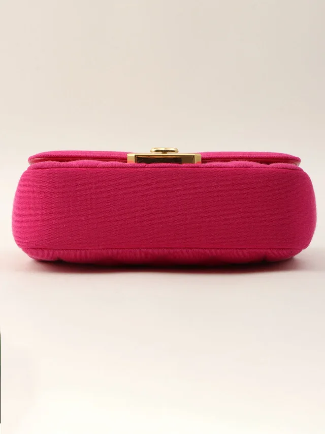 Chanel circa 2014 Matelassé Stitch Logo Plate Chain Shoulder Bag Pink in Pink from VINTAGE QOO TOKYO, photo 11 of 16