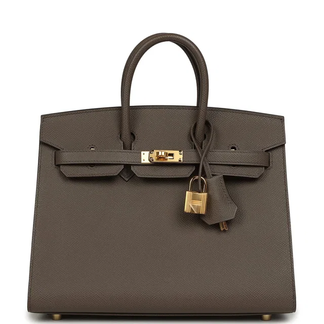 Hermès Birkin Sellier 25 Etain Epsom Gold Hardware in Taupe Epsom leather from Madison Avenue Couture