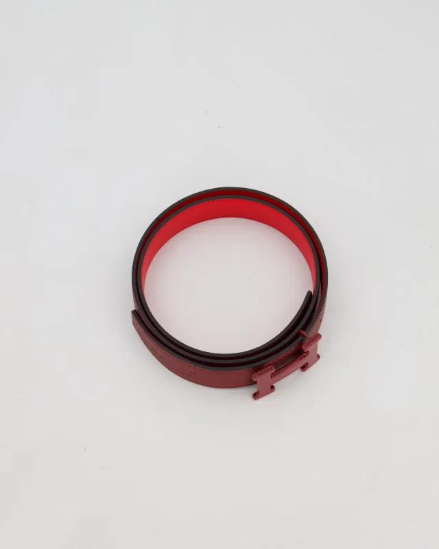 Hermès H Belt in Burgundy Swift leather from Sellier, photo 2 of 6
