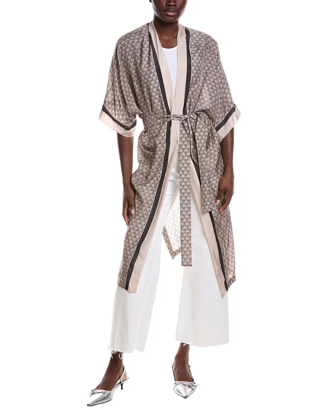 Brunello Cucinelli Silk Kimono in //asset2.ruecdn.com/images/sw/141559/1415596733_RLSW_multi.jpg, image 1 of 1 from Gilt