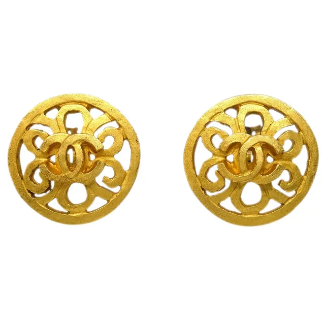 Chanel 1995 Button Earrings Clip-On Gold 95P in Gold from AMORE Vintage Tokyo