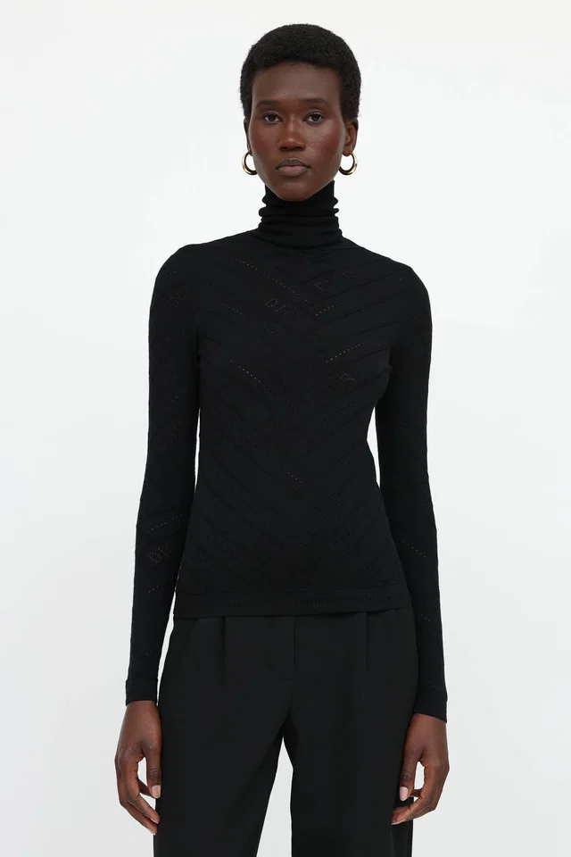 Dior 2004 Logo Knit Turtleneck in Wool from VSP Consignment