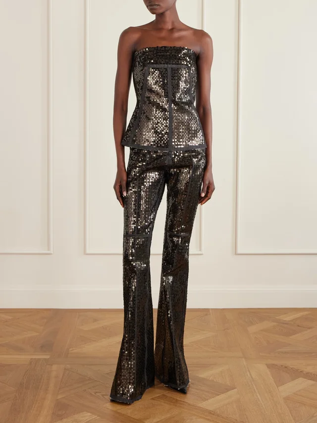 RICK OWENS Sequined high-rise bootcut jeans in Black, photo 2 of 2 from NET-A-PORTER (Canada)