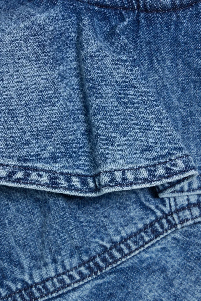 Marant Étoile Voloteo Cropped Cold-Shoulder Denim Top in Mid denim, photo 4 of 4 from THE OUTNET