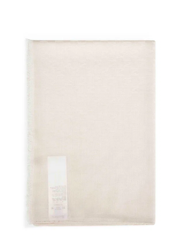 Max Mara Monogram Jacquard Scarf — Ivory Cotton Scarfs in White Woven leather from HEWI