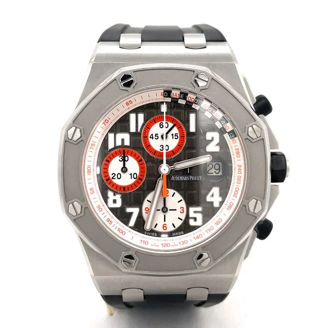 Audemars Piguet Royal Oak Offshore Chronograph Grey Dial Mens Watch 26175ST.OO.D003CU.01 in silver|black|gray Leather from Jomashop.com