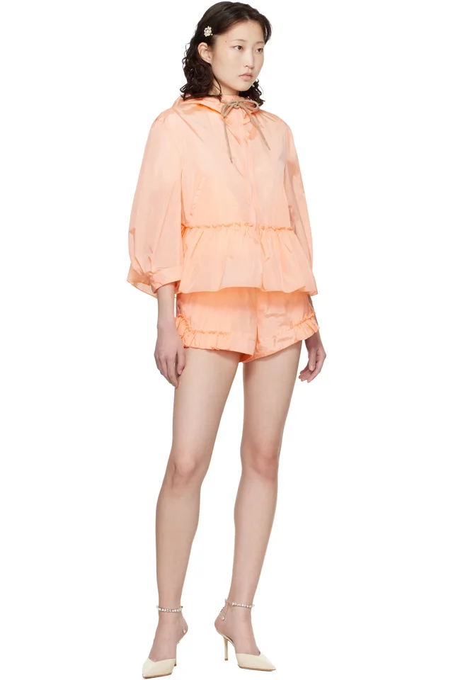 Simone Rocha Orange Frill Track Shorts, photo 4 of 4 from SSENSE