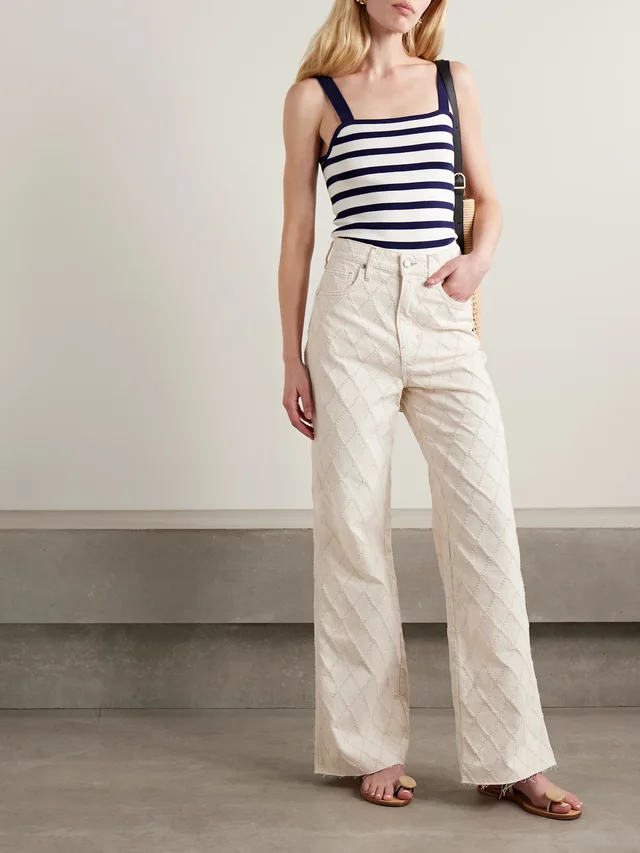VERONICA BEARD Taylor frayed fil coupé high-rise wide-leg jeans in Beige, photo 2 of 2 from NET-A-PORTER (Canada)
