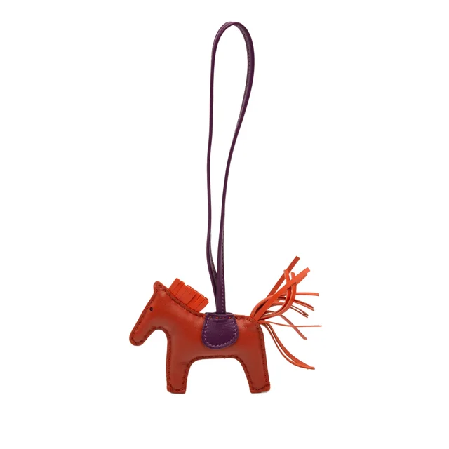 Orange Hermès Milo Lambskin Grigri Rodeo Bag Charm PM Key Chain in Orange Lambskin from Designer Revival