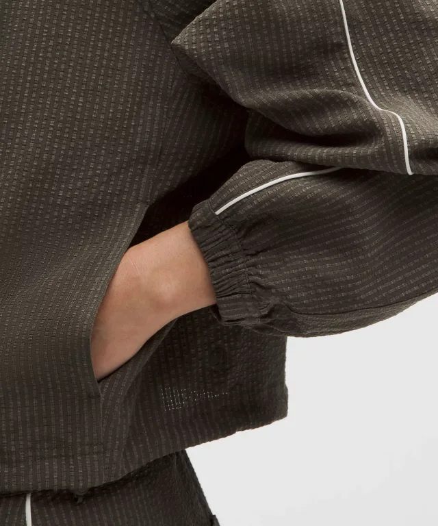 lululemon Seersucker WovenAir Funnel-Neck Half Zip in Star Burst Tone/Star Burst Tone, photo 12 of 14 from lululemon