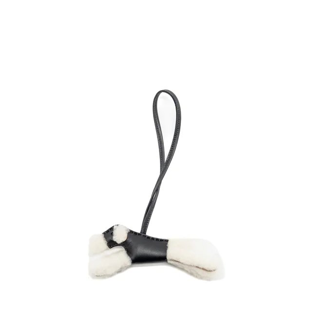 Hermès budy shearing bag charm black stamp G in Black Leather from EMIER