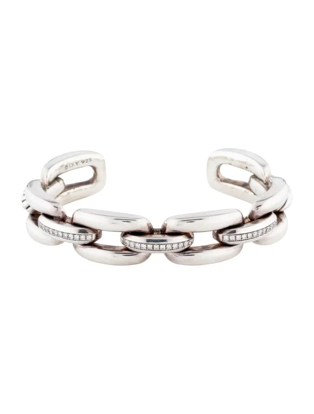 David Yurman Diamond Wellesley Link Cuff Bracelet, 6.75" in multicolor from The RealReal