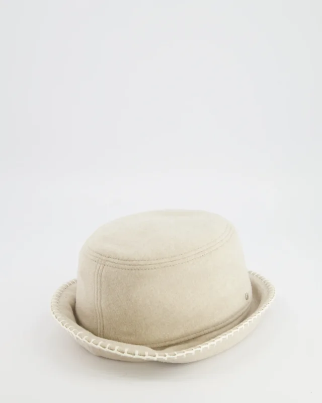 Hermès Corde, Ecru Wool and Cashmere Harper Point Avalon Bucket Hat Size 57 in Cashmere from Sellier, photo 7 of 10