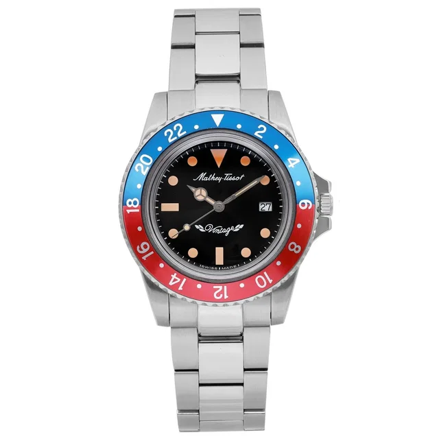 Mathey-Tissot Vintage Steel Pepsi Black Dial Quartz Men Watch in Black from Truefacet