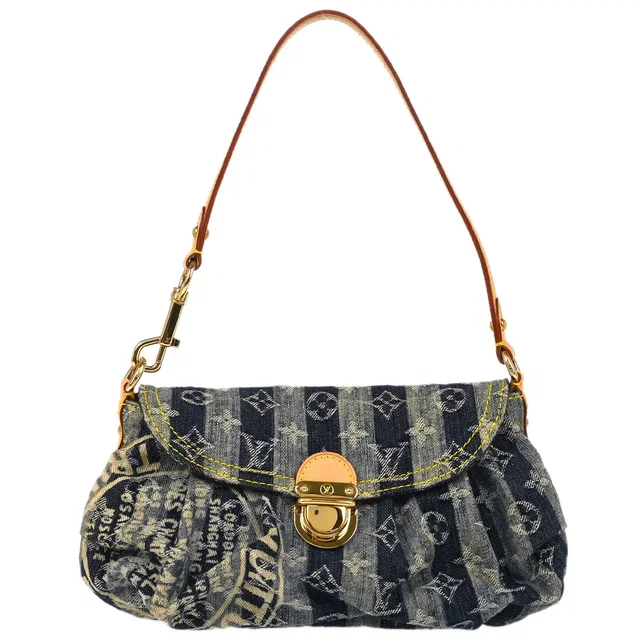 Louis Vuitton 2006 Blue Monogram Denim Mini Pleaty Raye Handbag M95333 in Blue Denim from AMORE Vintage Tokyo