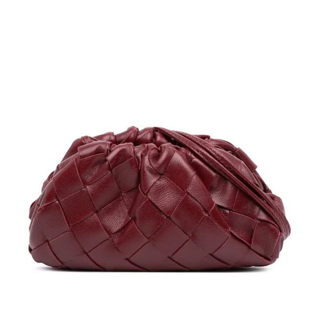 Red Bottega Veneta Nappa Intrecciato The Extra Mini Pouch Crossbody in Red Nappa leather from Designer Revival