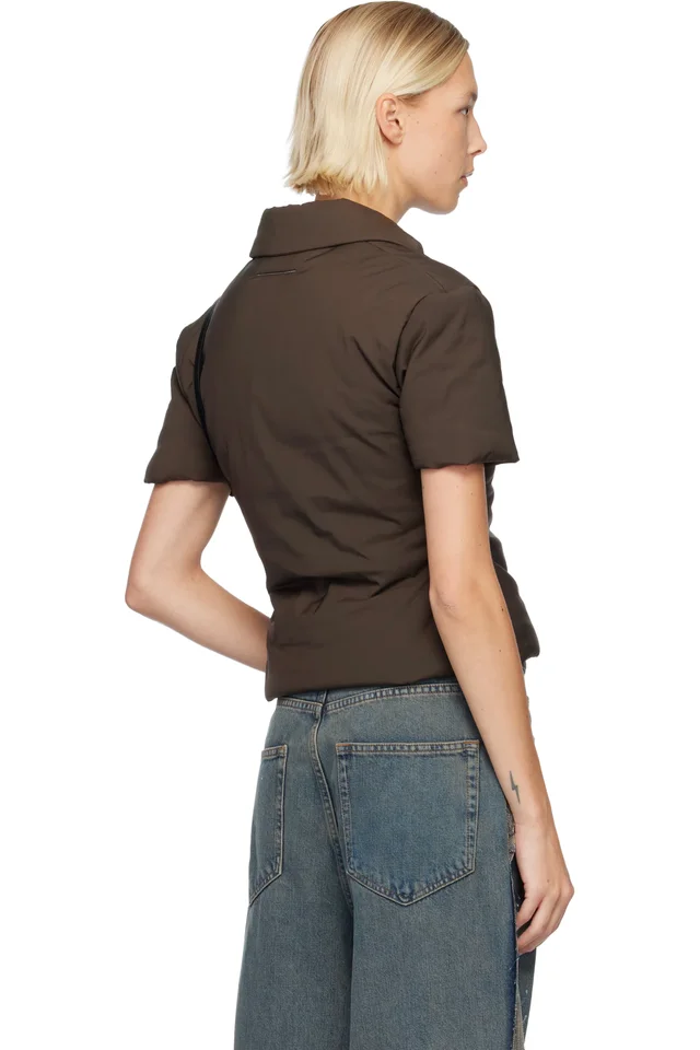 MM6 Maison Margiela Brown Padded Polo, photo 3 of 4 from SSENSE