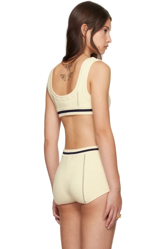 AMBUSH Off-White Contrast Stitch Bra Top, photo 3 of 4 from SSENSE