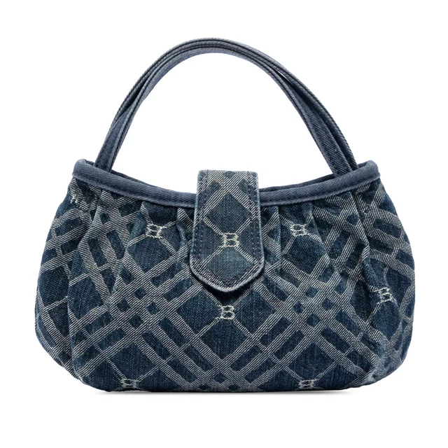 Blue Burberry Nova Check Denim Handbag in Blue Denim from Designer Revival