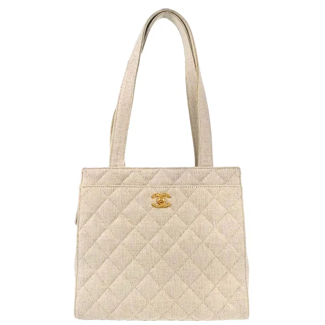 Chanel 1997-1999 Beige Canvas Tote Handbag in Beige Canvas from AMORE Vintage Tokyo