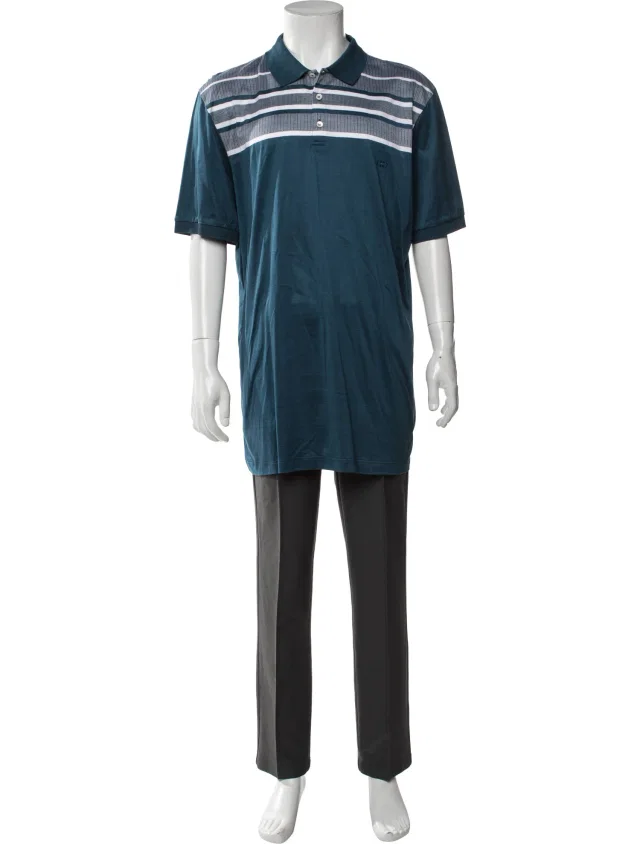 Ferragamo Striped Collar Polo Shirt w/ Tags in blue from The RealReal
