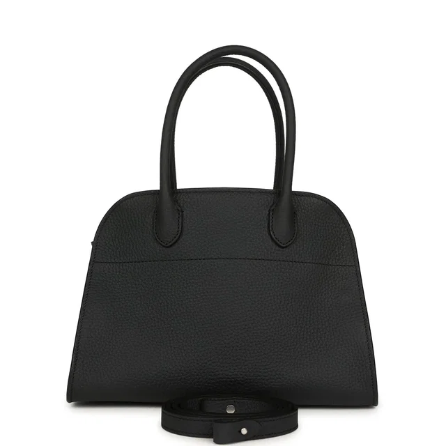 The Row Soft Margaux 10 Bag Night Navy Calfskin Silver Hardware in Navy Calfskin from Madison Avenue Couture