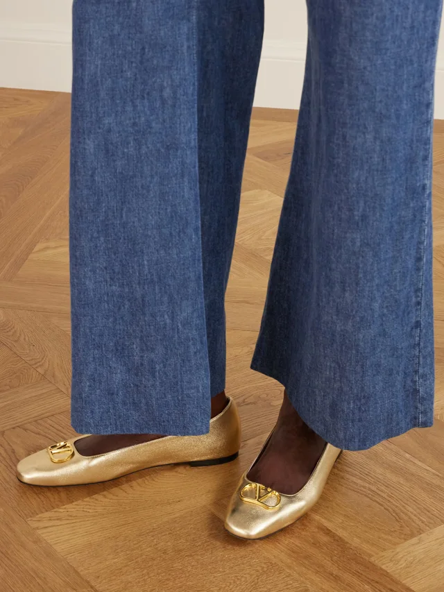 VALENTINO GARAVANI VLogo embellished metallic leather ballet flats in Metallic, photo 2 of 2 from NET-A-PORTER (Canada)
