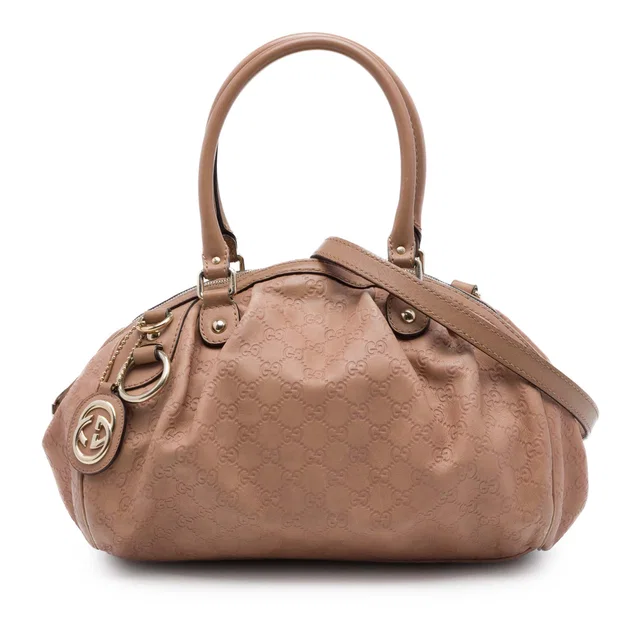 Pink Gucci Guccissima Sukey Satchel in Pink Leather from Designer Revival