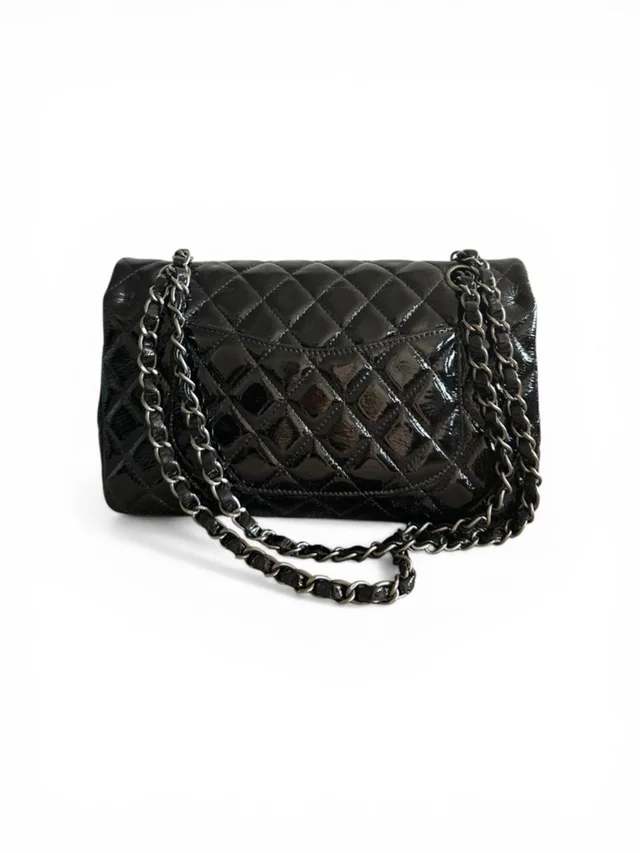 Chanel Double Flap Quilted Patent Leather Shoulder Bag in black Patent leather from Poshmark, photo 3 of 7