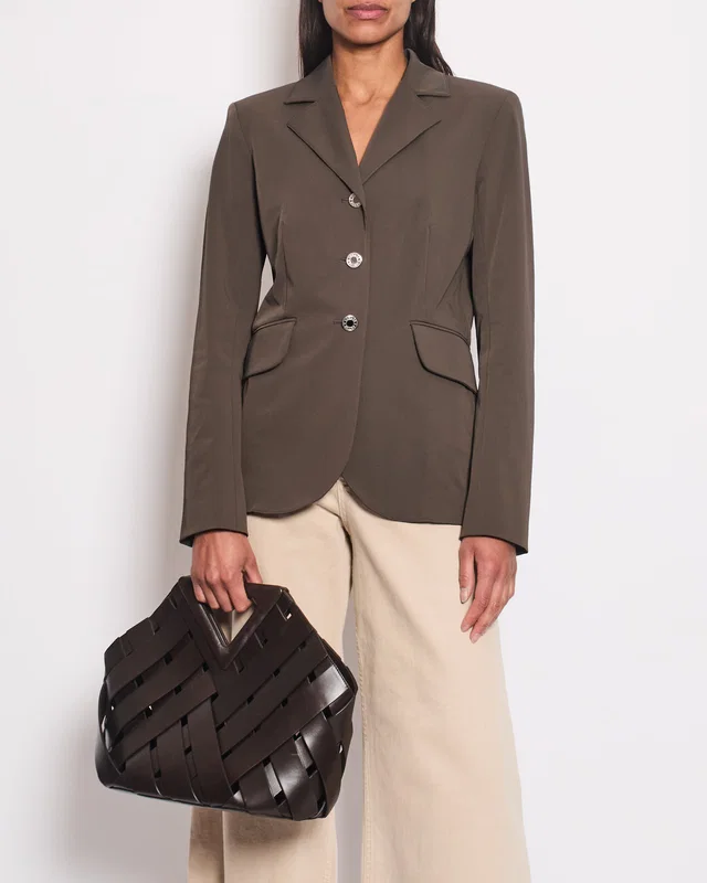 Hermès Brown Single Breasted Blazers with Logo Button Detail Size FR 42 (UK 14) in Brown from Sellier