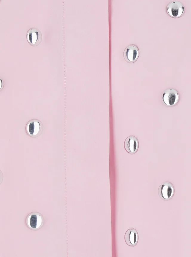 Msgm Pink Shirt with classic collar and stud decoration on the front in cotton for women in Pink 100% Cotton, photo 6 of 6 from Gaudenzi Boutique