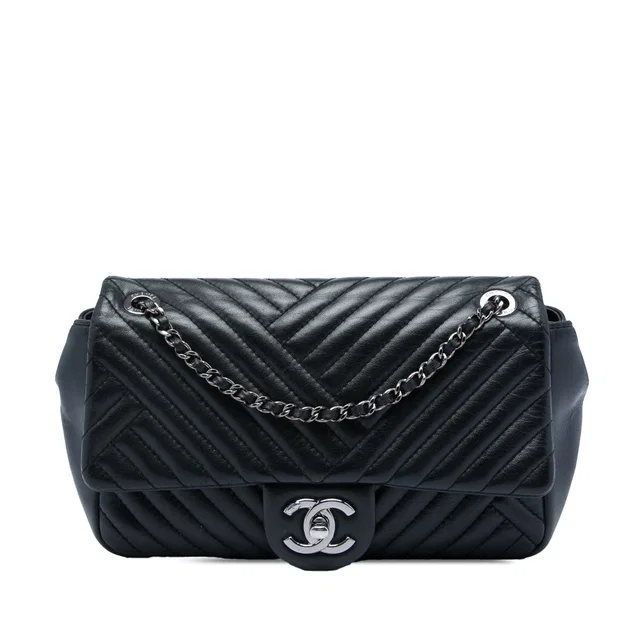 Black Chanel Small Lambskin CC Crossing Flap Shoulder Bag in Black Lambskin from Designer Revival