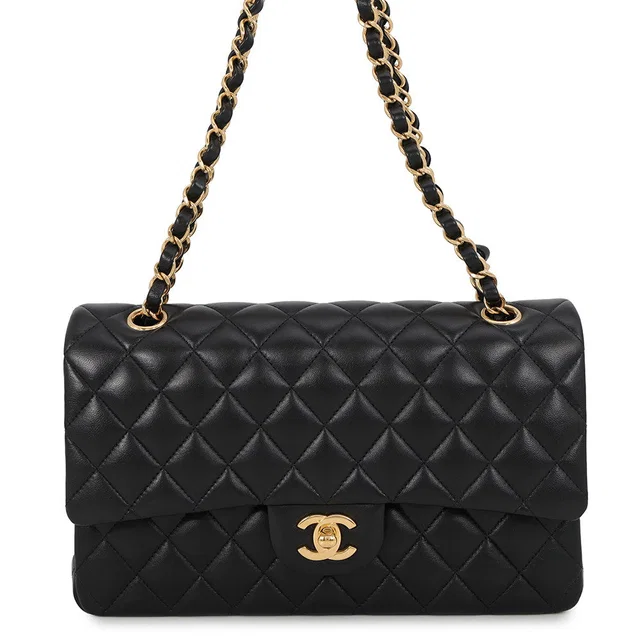 Chanel Matelasse W Flap ChainShoulder Bag BlackA01112 Lambskin Size 25 in Lambskin from GALLERY RARE
