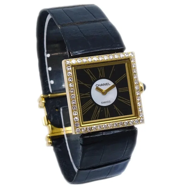 Chanel Mademoiselle Watch Diamond 18KYG in Crocodile from AMORE Vintage Tokyo